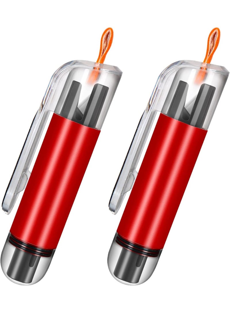 قاطع نافذة الطوارئ للسيارة مقعد حزام الأمان و قاطع الزجاج أداة الهروب من مطرقة سلامة السيارة قاطع نافذة سلاسل المفاتيح أدوات سلامة السيارات 2 قطع أحمر - Image 1